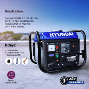 Generador Portátil A Gasolina 2 Tiempos Hyundai 800-1,000w