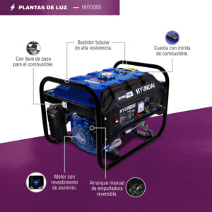 Generador Hyundai Portátil A Gasolina 3.0 Kw