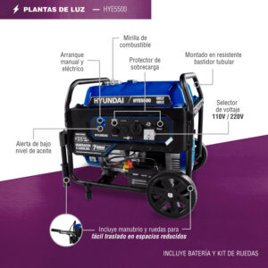 Generador Profesional Hyundai 5500w C/Motor 10 Hp 110v/220v