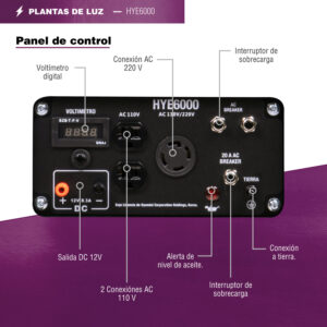 Generador Profesional Hyundai 6000w C/Motor 13.1 Hp 110v/220v